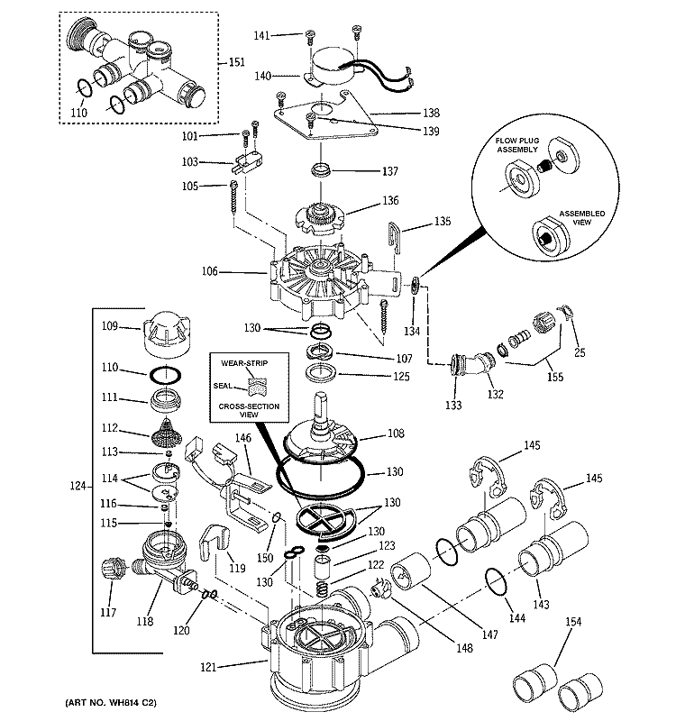 PUMP Diagram and Parts List for  General Electric Water Softener
