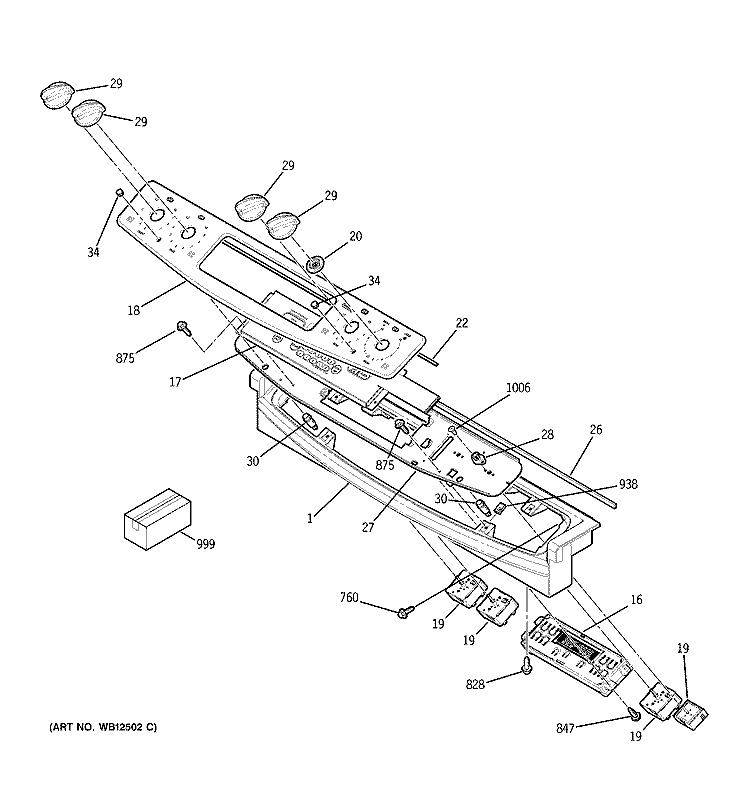 CONTROL PANEL Diagram and Parts List for  General Electric Range