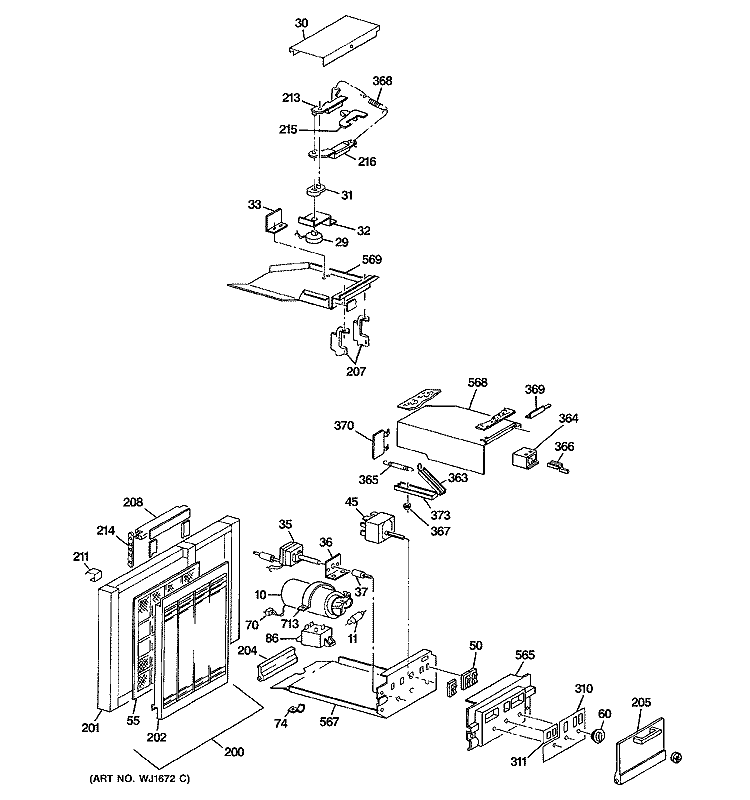 GRILLE & CONTROLS Diagram and Parts List for ACM24DAT1  General Electric Air Conditioner