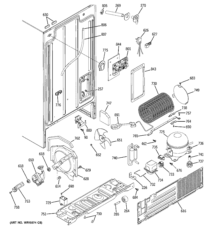 SEALED SYSTEM & MOTHER BOARD Diagram and Parts List for  Hotpoint Refrigerator