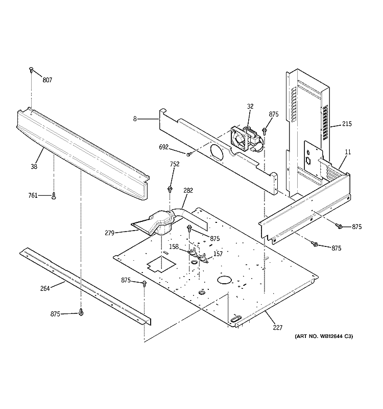 CENTER SPACER Diagram and Parts List for JTP50SH2SS  General Electric Microwave Oven Combo