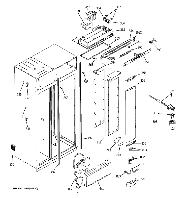 FRESH FOOD SECTION Diagram and Parts List for  General Electric Refrigerator