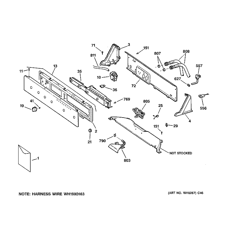 CONTROLS & BACKSPLASH Diagram and Parts List for  General Electric Washer
