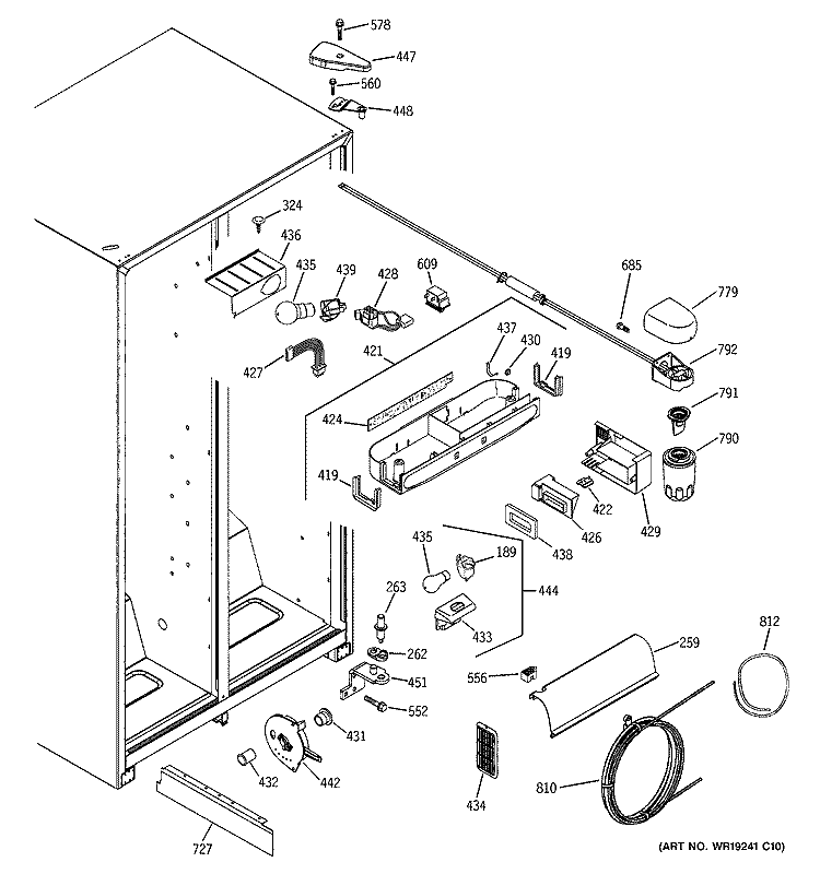 FRESH FOOD SECTION Diagram and Parts List for GSS22QGPACC  General Electric Refrigerator