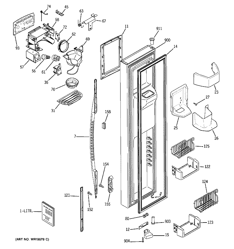 FREEZER DOOR Diagram and Parts List for PSC23NGPCWW  General Electric Refrigerator