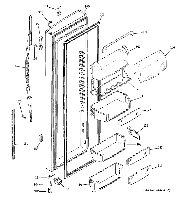 FRESH FOOD DOOR Diagram and Parts List for PSC23NGPCWW  General Electric Refrigerator