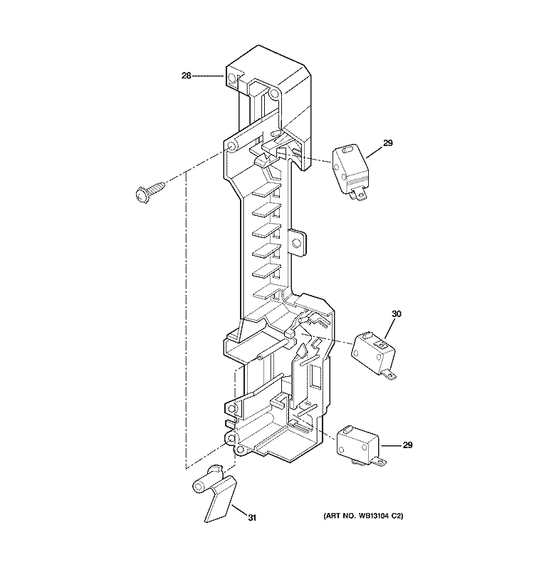 LATCH BOARD PARTS Diagram and Parts List for  General Electric Microwave