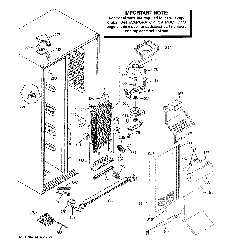 FREEZER SECTION Diagram and Parts List for  General Electric Refrigerator