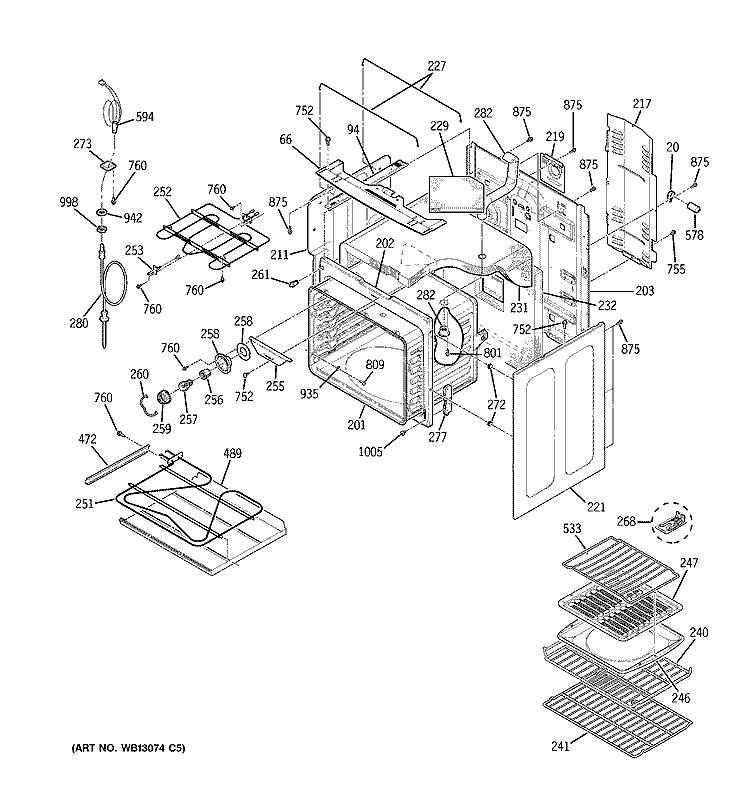 BODY PARTS Diagram and Parts List for  General Electric Range