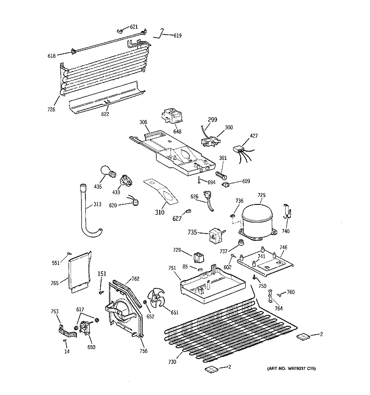 UNIT PARTS Diagram and Parts List for  Hotpoint Refrigerator