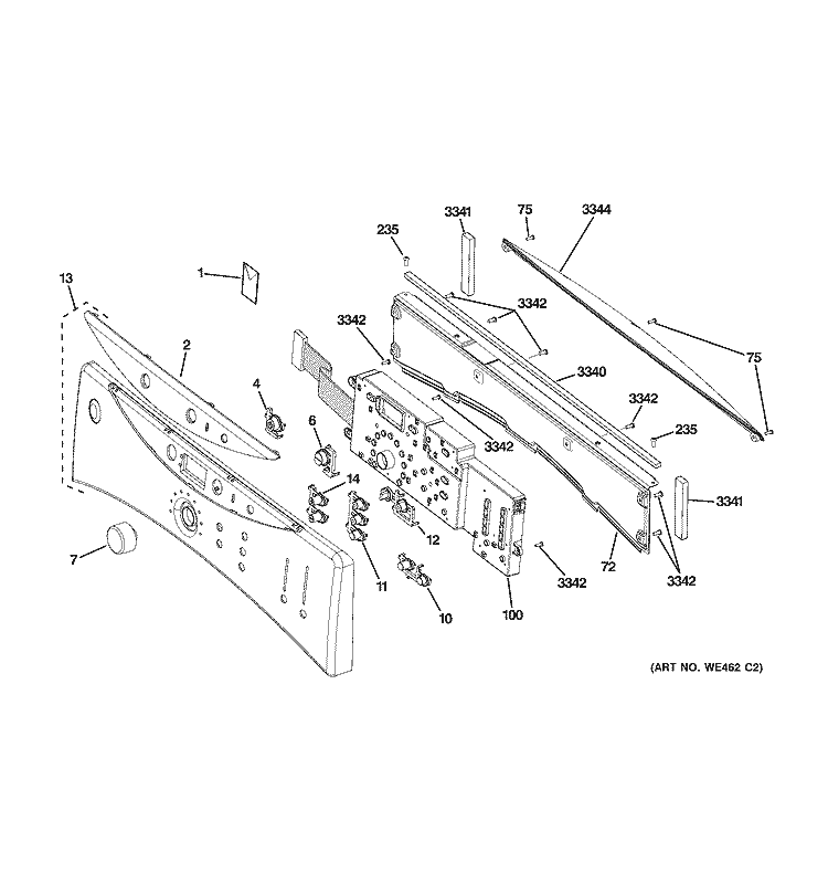 CONTROLS & BACKSPLASH Diagram and Parts List for  General Electric Dryer