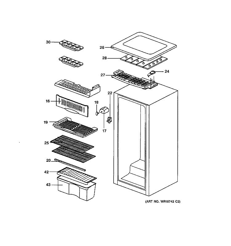 CABINET Diagram and Parts List for  General Electric Refrigerator