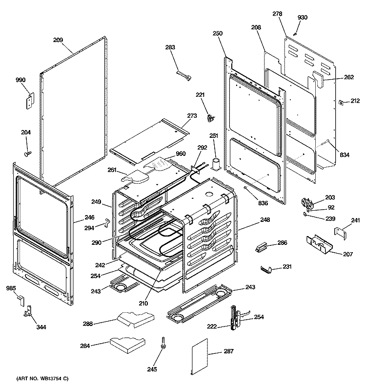 BODY PARTS Diagram and Parts List for  Hotpoint Range