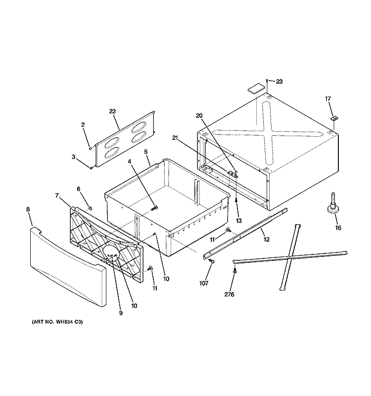PEDESTAL Diagram and Parts List for  General Electric Washer