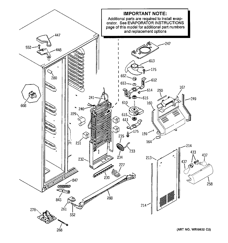 FREEZER SECTION Diagram and Parts List for  General Electric Refrigerator
