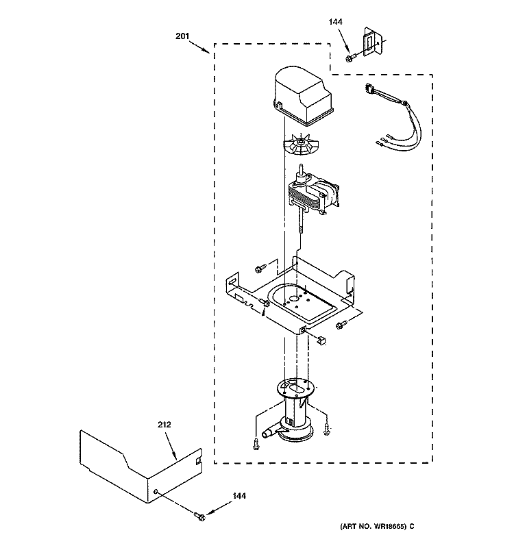 PUMP PARTS Diagram and Parts List for  General Electric Ice Maker