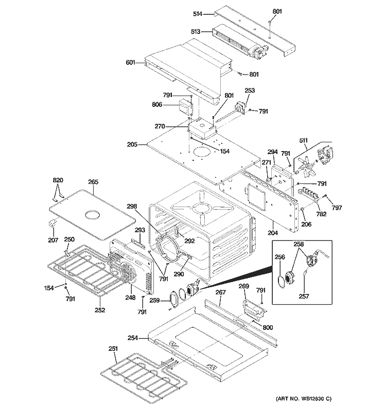 BODY PARTS 1 Diagram and Parts List for  General Electric Wall Oven