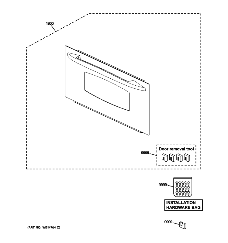 DOOR PARTS Diagram and Parts List for  General Electric Microwave