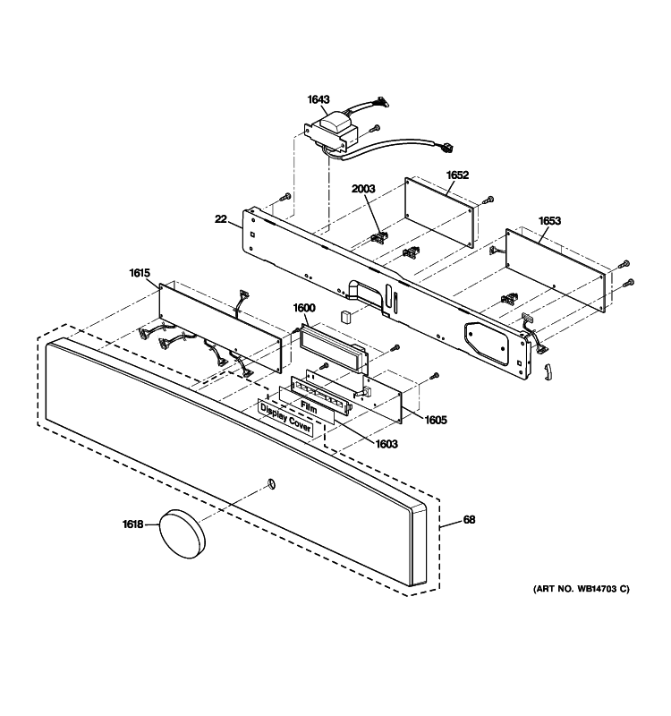 CONTROL PANEL Diagram and Parts List for  General Electric Microwave