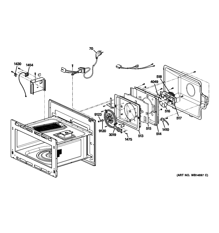 INTERIOR PARTS 1 Diagram and Parts List for  General Electric Microwave
