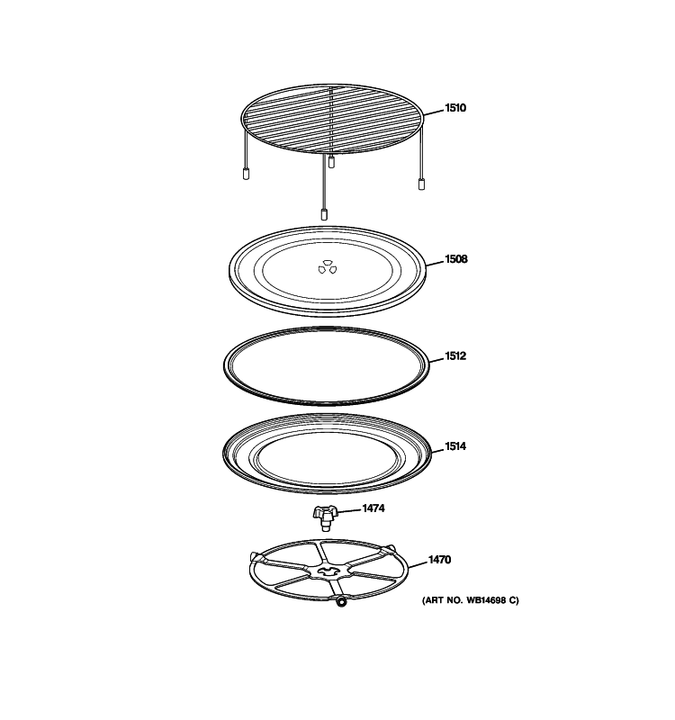 INTERIOR PARTS 2 Diagram and Parts List for  General Electric Microwave