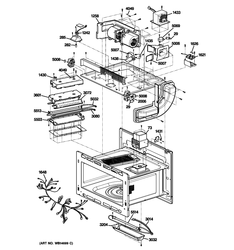 INSULATOR PARTS Diagram and Parts List for  General Electric Microwave