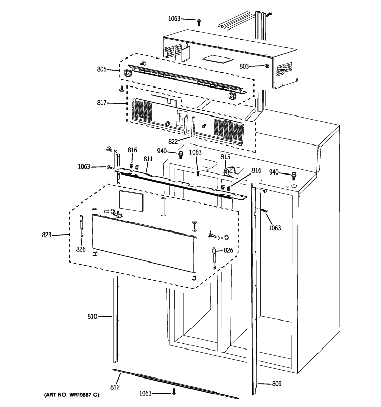 CABINET 1 Diagram and Parts List for  General Electric Refrigerator