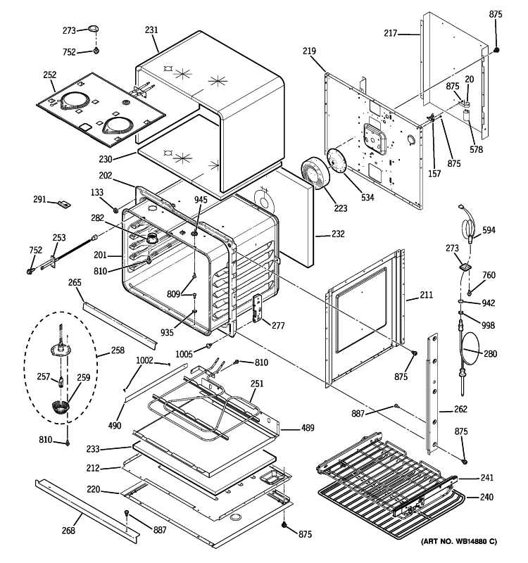 BODY PARTS Diagram and Parts List for PT920DP2BB  General Electric Wall Oven