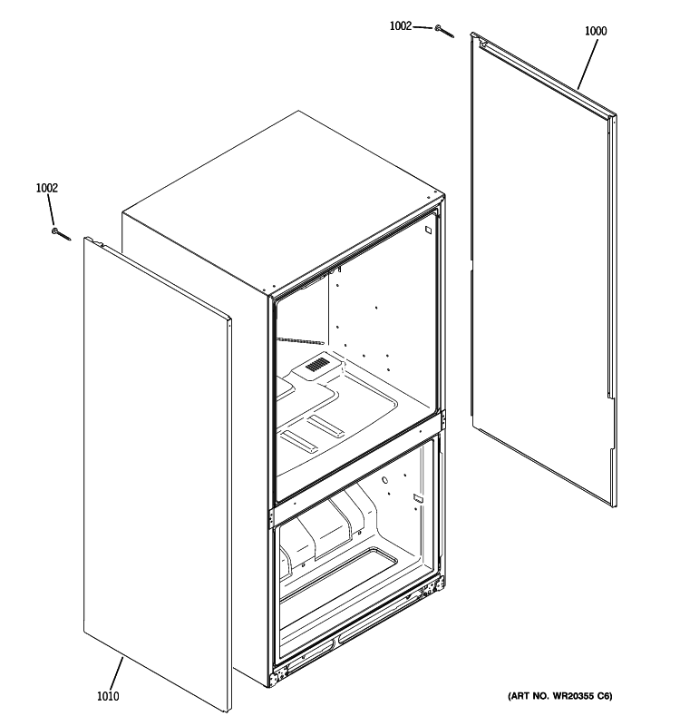 CLAD COMPONENTS Diagram and Parts List for  General Electric Refrigerator