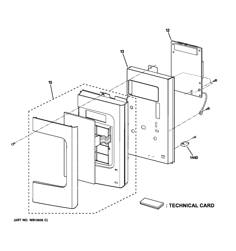 CONTROL PARTS Diagram and Parts List for  General Electric Microwave