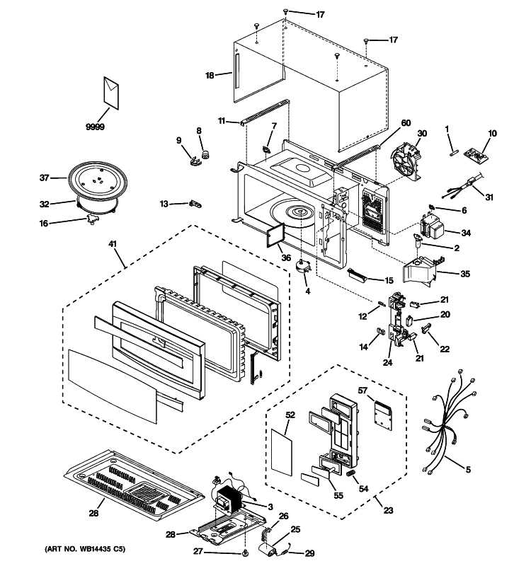 MICROWAVE Diagram and Parts List for  General Electric Microwave