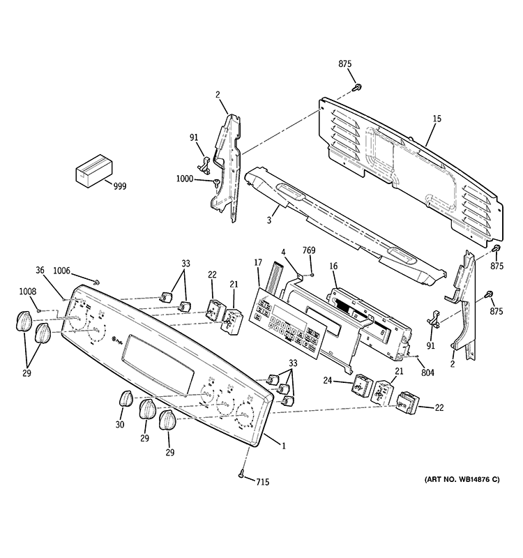 CONTROL PANEL Diagram and Parts List for  General Electric Range