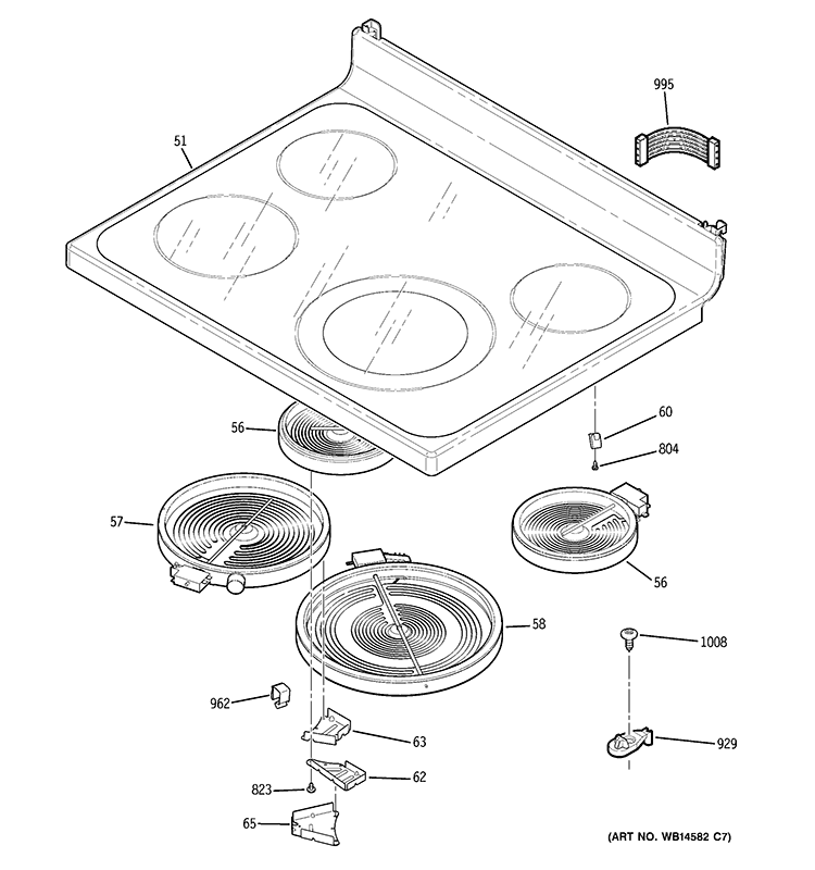 COOKTOP Diagram and Parts List for  General Electric Range