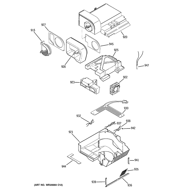 CUSTOM COOL Diagram and Parts List for GSE28VHBATWW  General Electric Refrigerator