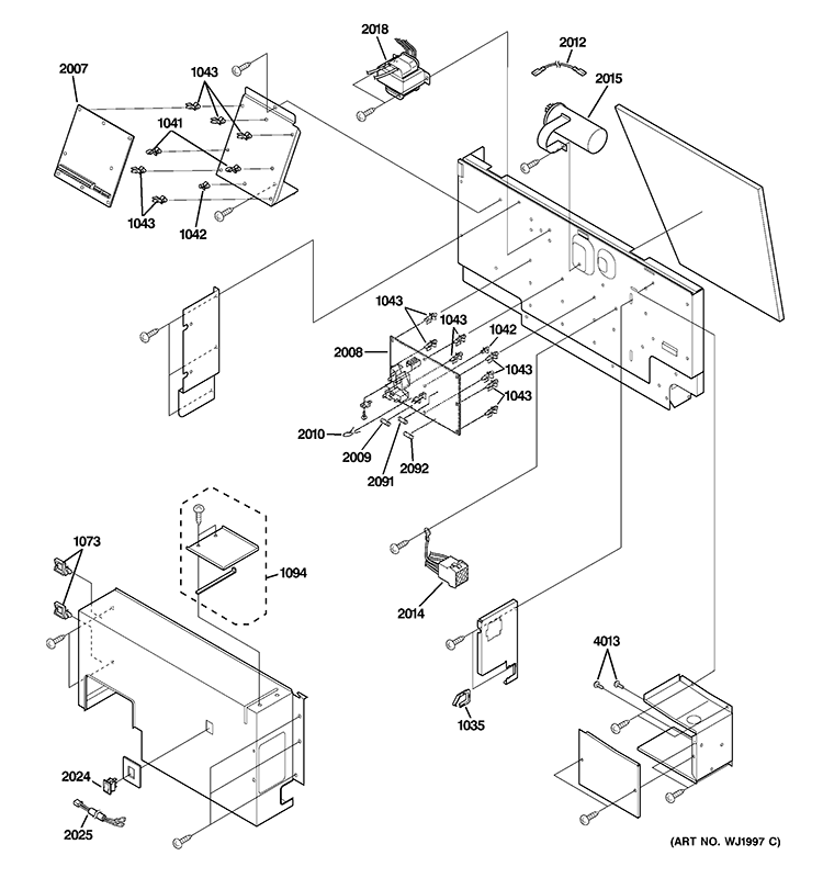 CONTROL PARTS Diagram and Parts List for  General Electric Air Conditioner