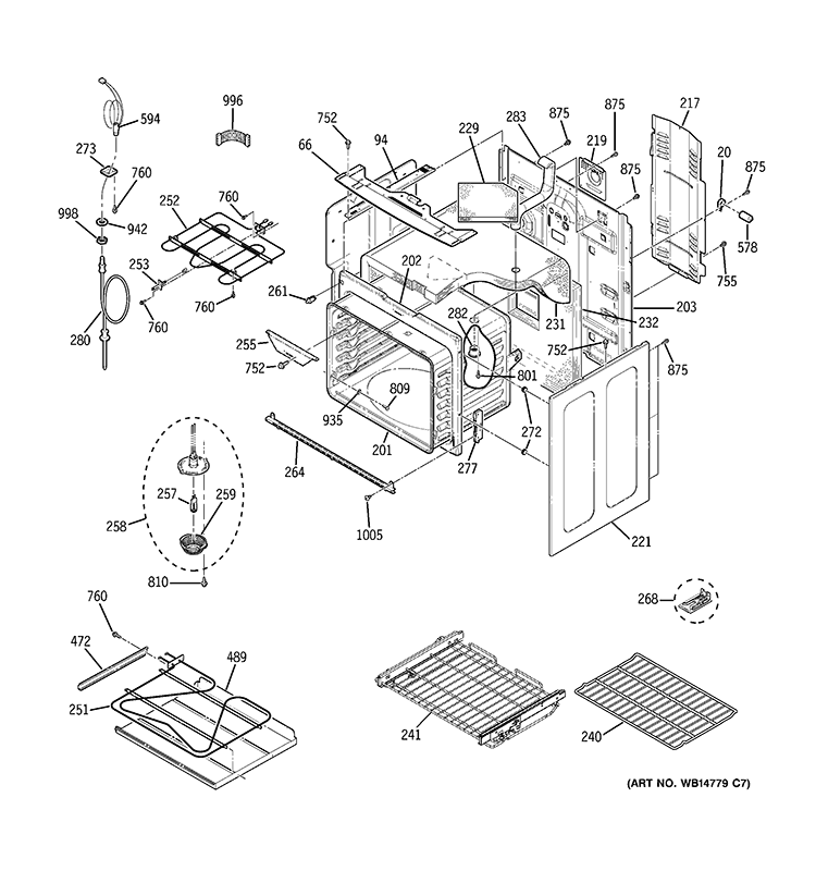 BODY PARTS Diagram and Parts List for  General Electric Range