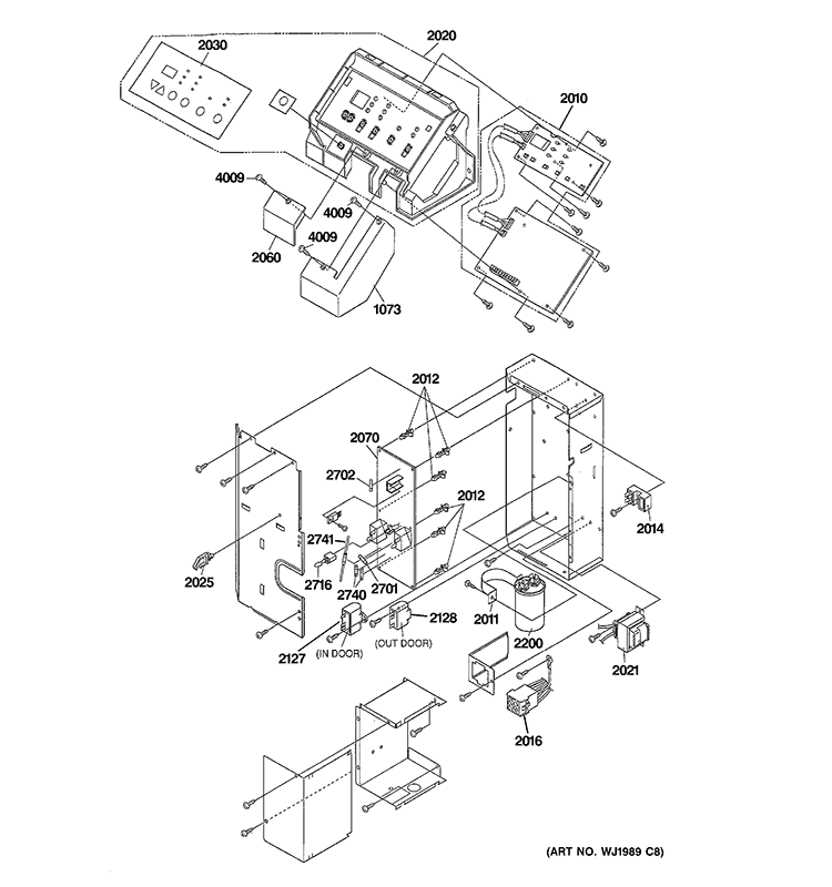 CONTROL PARTS Diagram and Parts List for  General Electric Air Conditioner