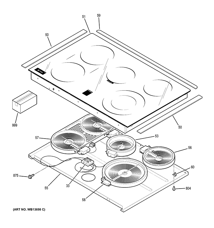 COOKTOP Diagram and Parts List for  General Electric Range
