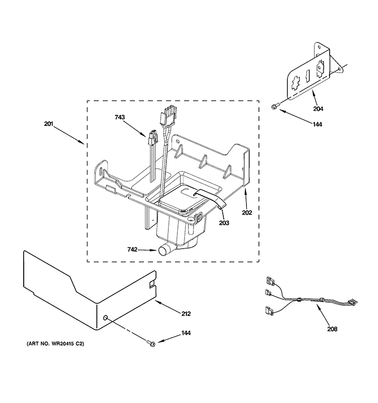 PUMP PARTS Diagram and Parts List for  General Electric Ice Maker
