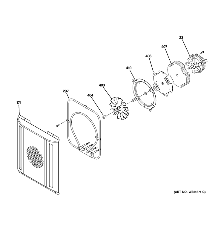 SMALL CONVECTION FAN Diagram and Parts List for  General Electric Range