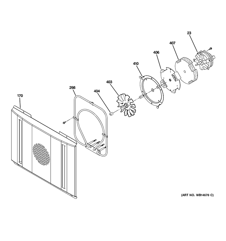 LARGE CONVECTION FAN Diagram and Parts List for  General Electric Range