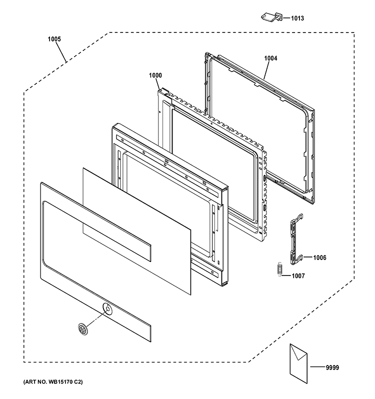 DOOR PARTS Diagram and Parts List for  General Electric Microwave
