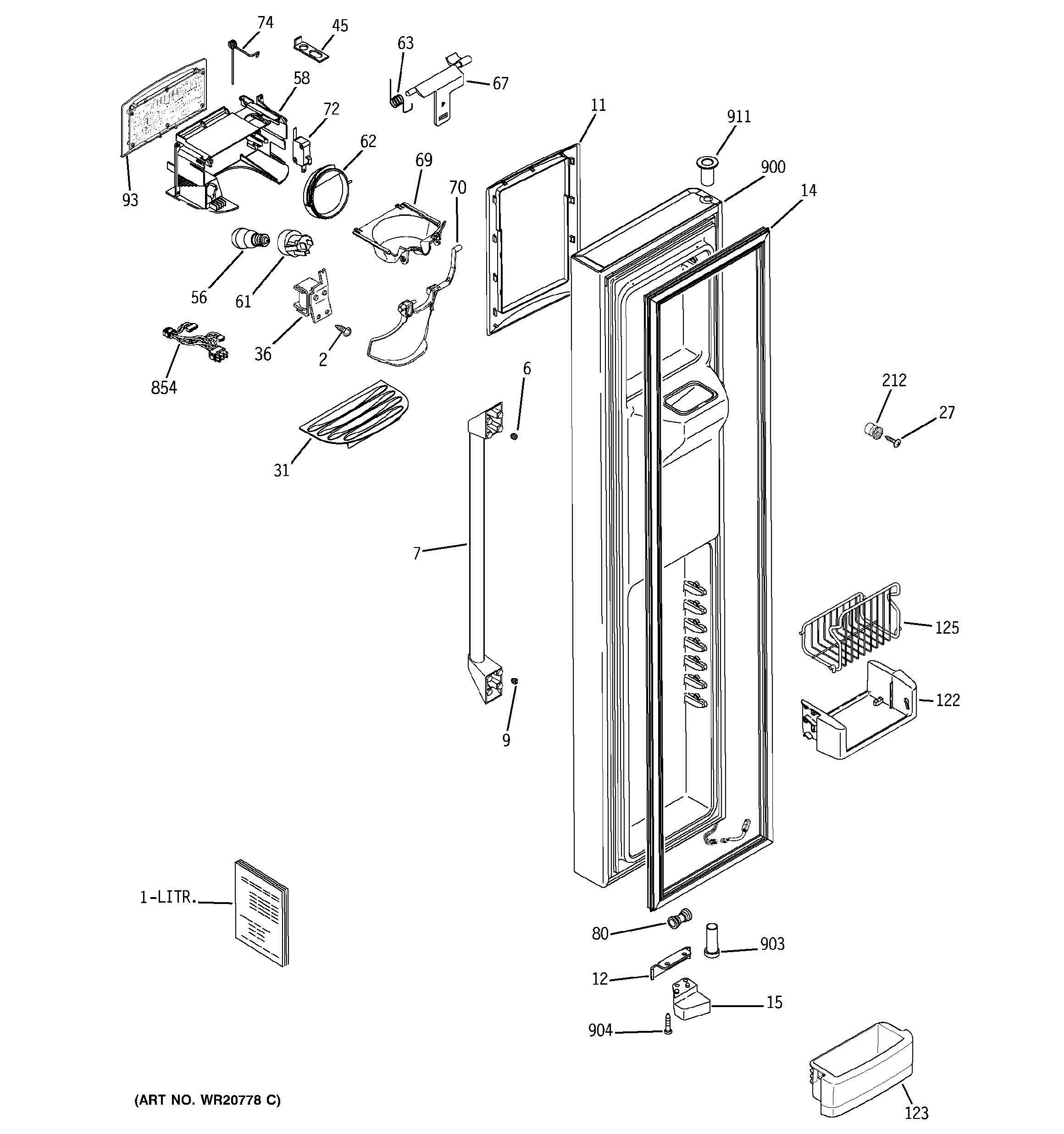 FREEZER DOOR Diagram and Parts List for CSHS6UGZFSS  General Electric Refrigerator