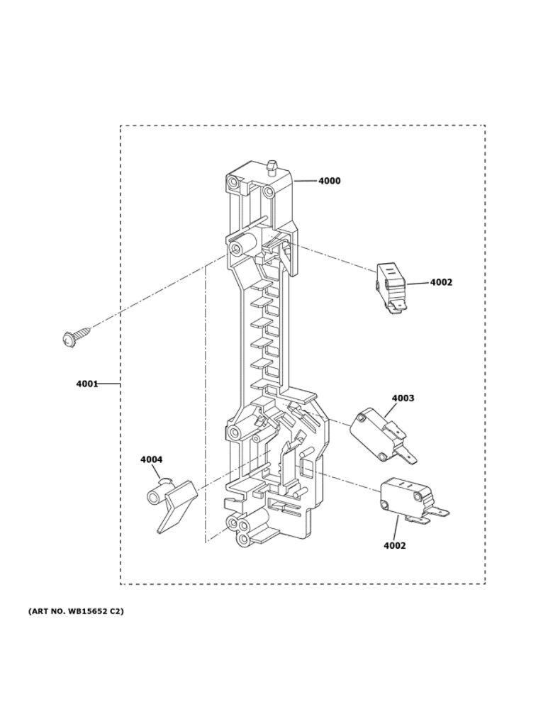 Latch Board Parts Diagram and Parts List for  General Electric Microwave