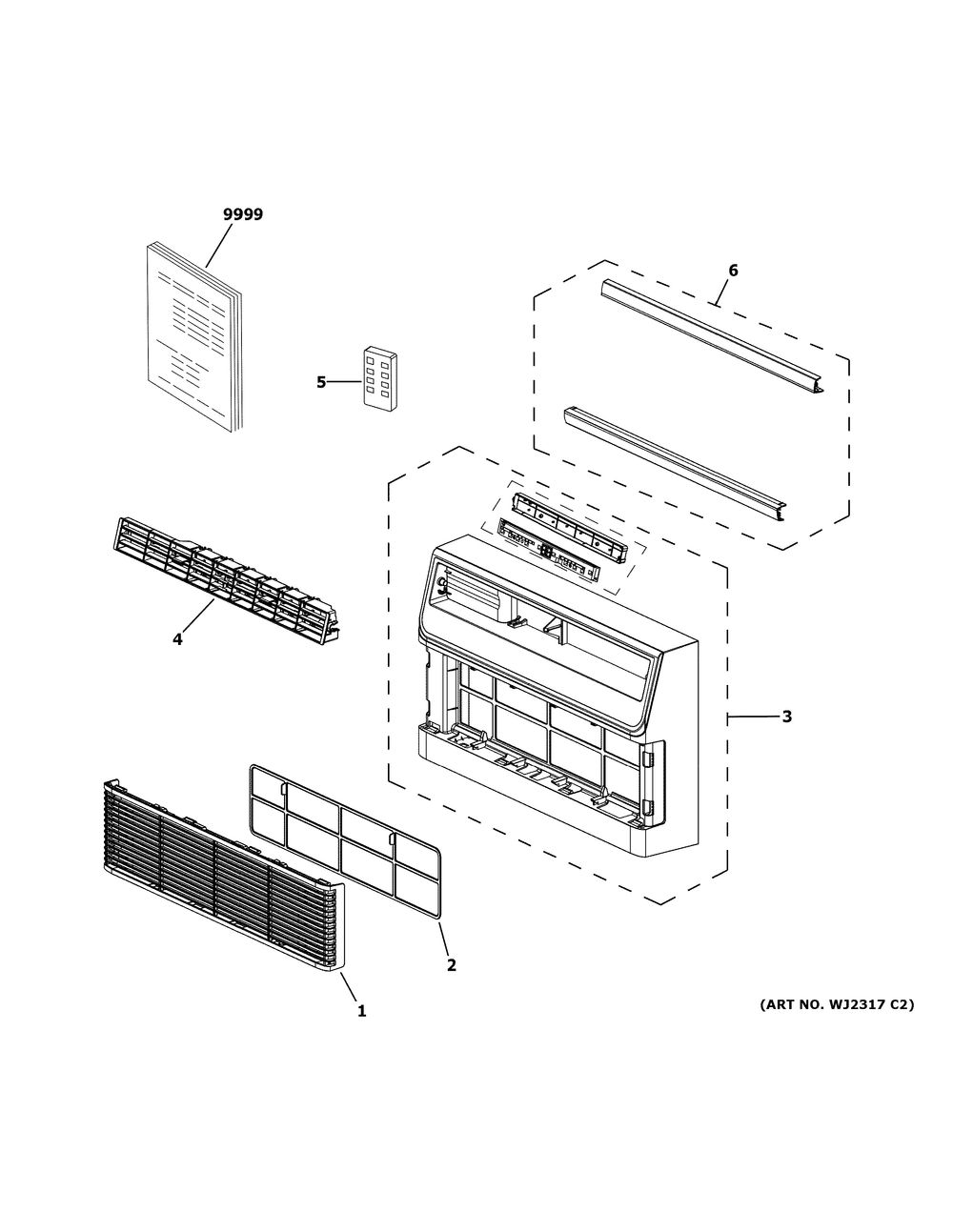 Room Air Conditioner Diagram and Parts List for AJCQ06LWHK1  General Electric Air Conditioner