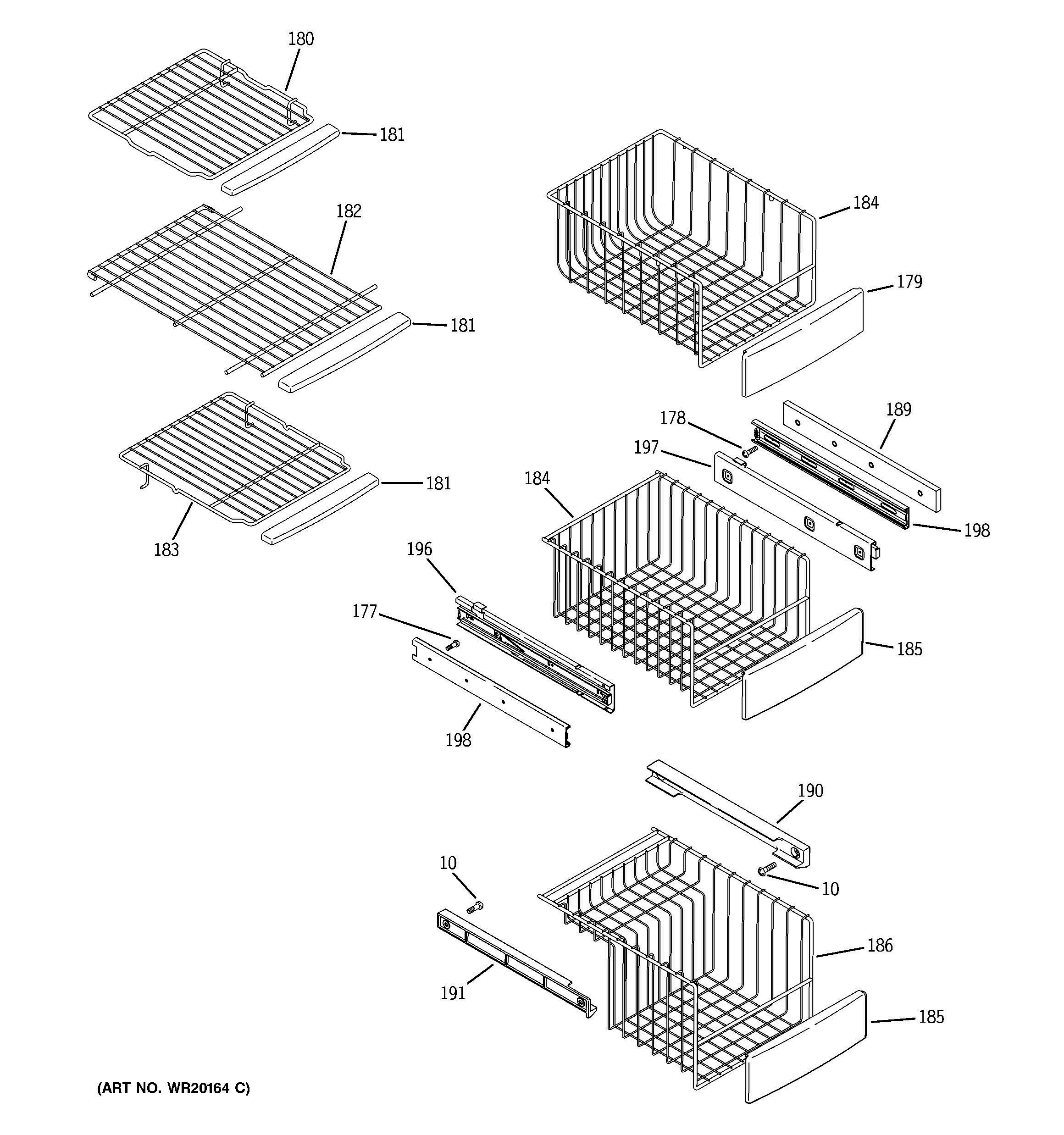 FREEZER SHELVES Diagram and Parts List for CSHS6UGZFSS  General Electric Refrigerator