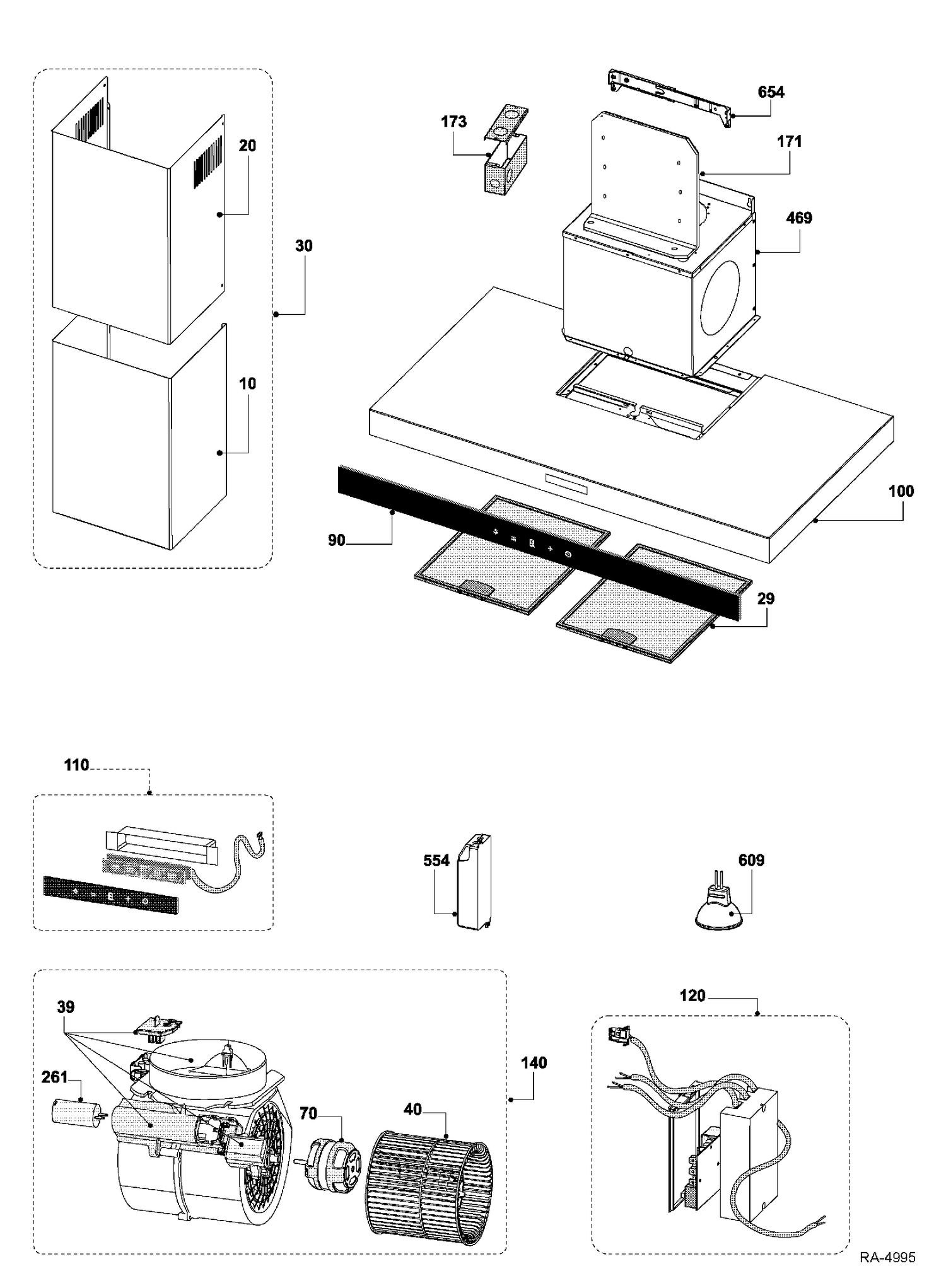 RANGE HOOD Diagram and Parts List for TVC324STC  General Electric Range Hood