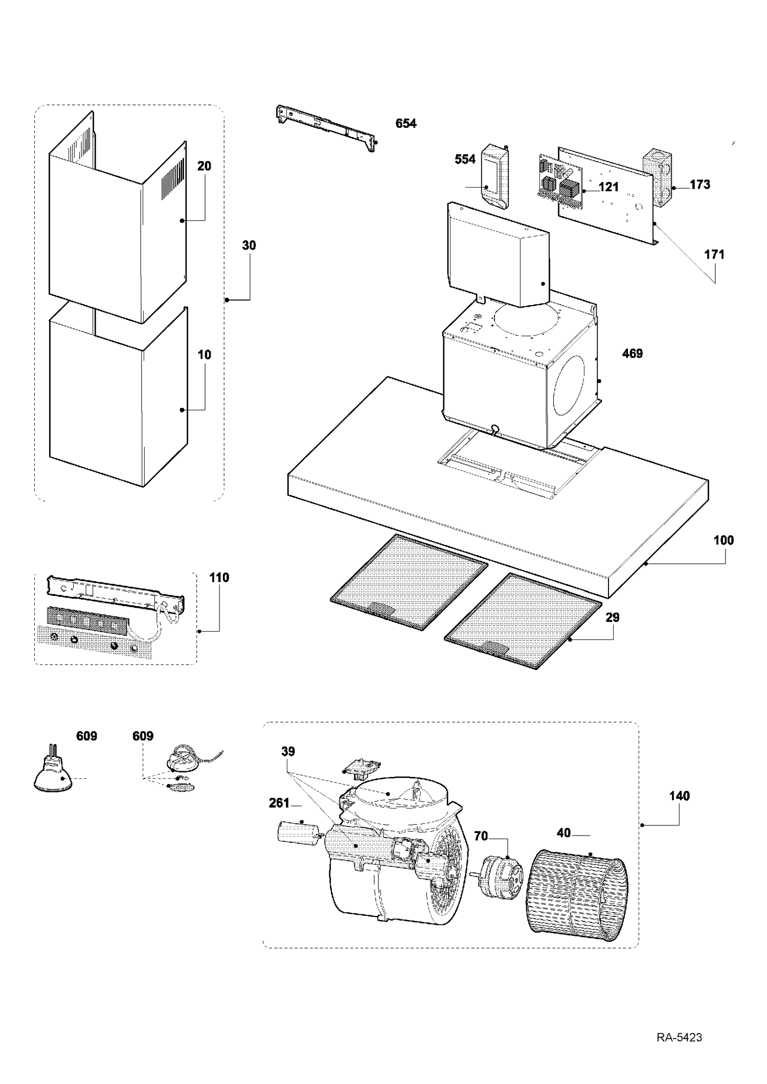 RANGE HOOD Diagram and Parts List for PVWS930S1SV  General Electric Range Hood