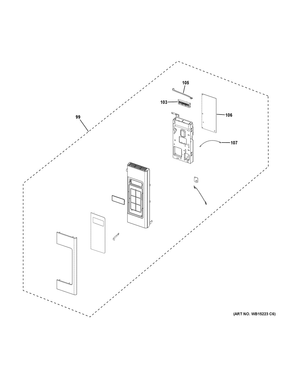 Control Parts Diagram and Parts List for  General Electric Microwave