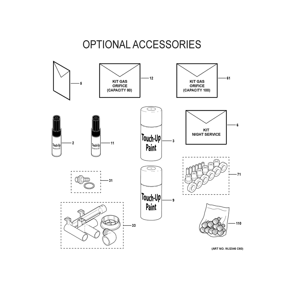 Optional Accessories 1 Diagram and Parts List for NF97U090V3C51  General Electric Furnace
